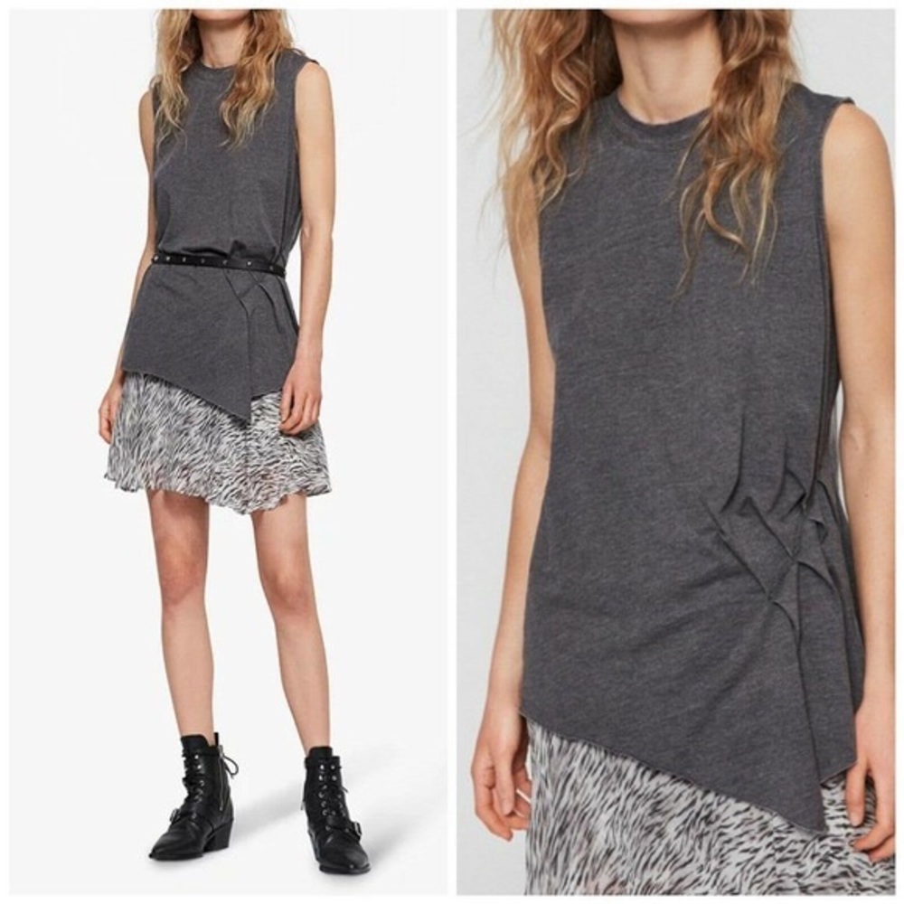 AllSaints Duma Tank Small Charcoal Grey NWOT